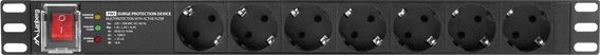 Lanberg Πολύπριζο PDU-PRO-07F-0200-BK 19" 1U 16A 7x Schuko, 2m, Μαύρο