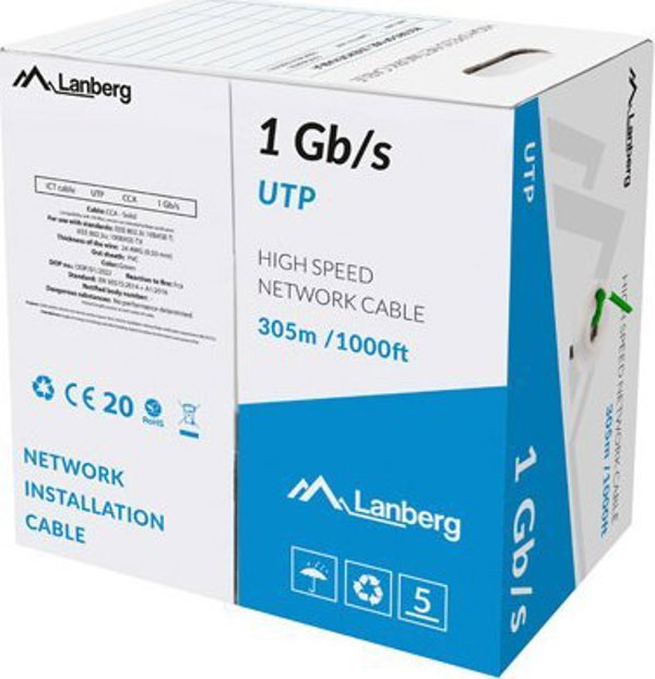 Lanberg Καλώδιο Δικτύωσης UTP Cat5e 305m CCA - Πράσινο
