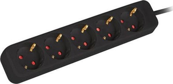 Πολύπριζο Lanberg 5 Θέσεων Schuko 230V, Μήκος Καλωδίου 1.5m, Μαύρο