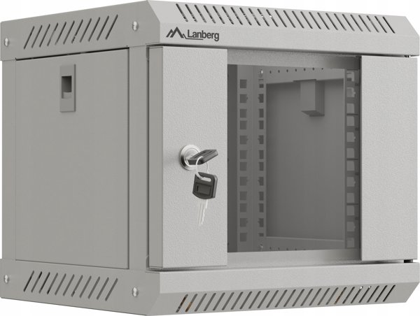 Lanberg Επιτοίχιο Rack 10" 4U 300x300mm με Γυάλινη Πόρτα, Γκρι, Flat Pack