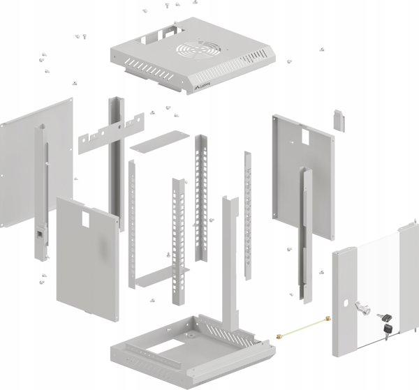 Lanberg Επιτοίχιο Rack 10" 4U 300x300mm με Γυάλινη Πόρτα, Γκρι, Flat Pack