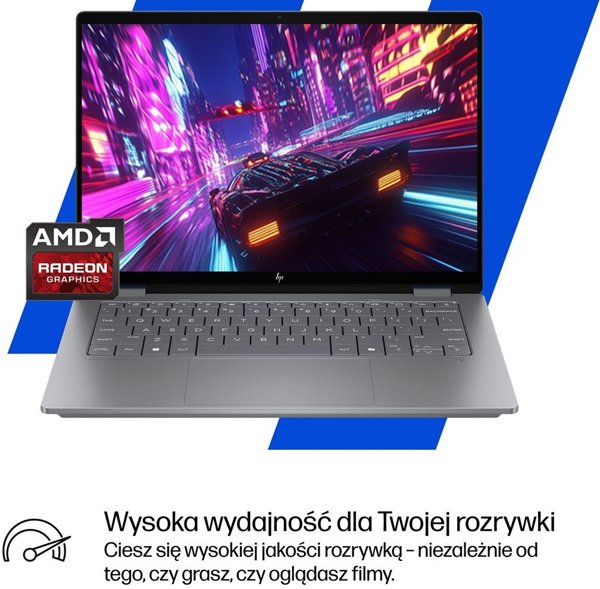Laptop HP OmniBook X Flip 2in1 14-fk0020nw Ryzen AI 5 340 14''2K OLED 300nits LBL Glosy 16GB LPDDR5x SSD512 Radeon 840M Cam5MP+IR 59Wh Win11 Meteor Silver Aluminum 2Y (CX4P1EA)