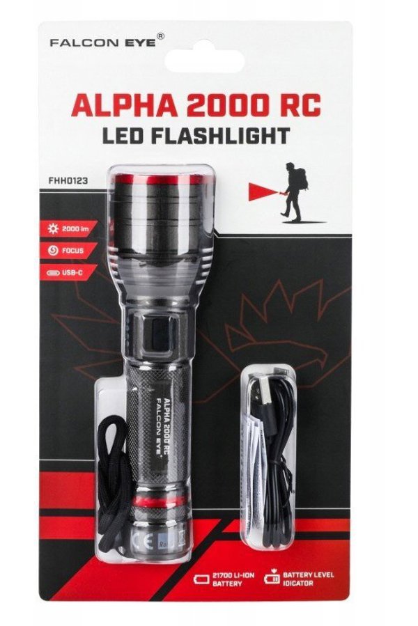Falcon Eye Alpha 2000 RC Επαναφορτιζόμενος Φακός LED USB-C FHH0123