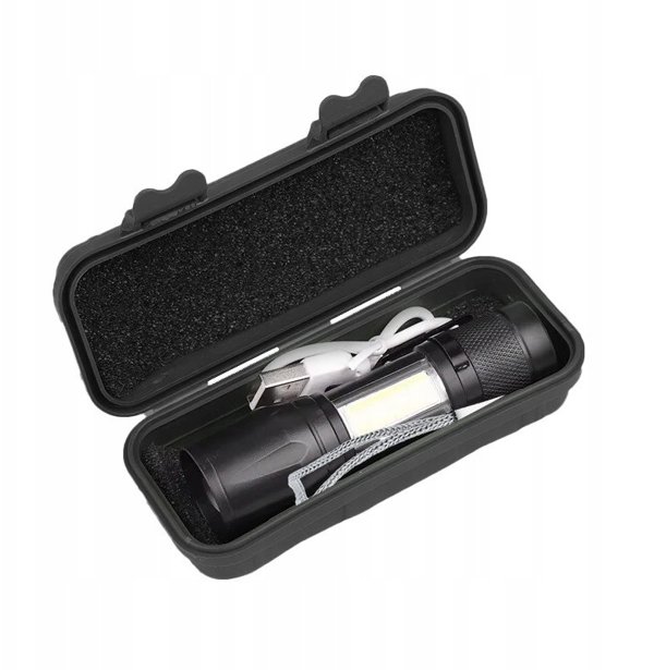 LATARKA LED ZOOM AKU 5W XPE+ COB+ ETUI