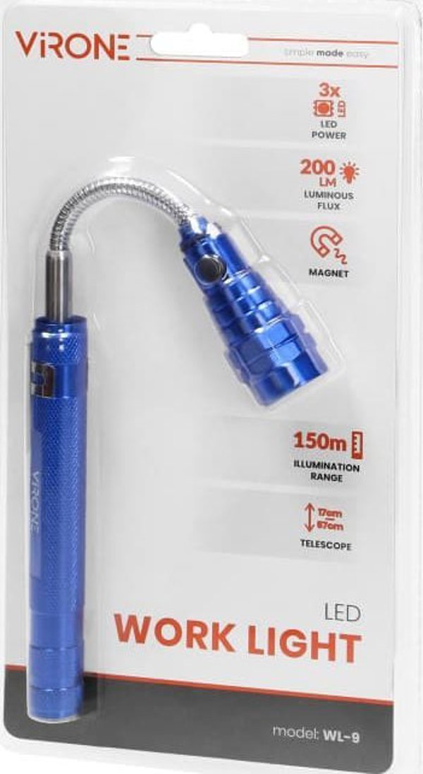 Orno Τηλεσκοπικός Φακός LED 17-57cm με Μαγνήτη & Εύκαμπτη Κεφαλή WL-9