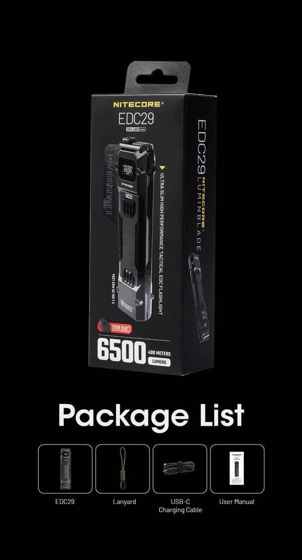 Nitecore EDC29 Φακός LED 6500lm Επαναφορτιζόμενος EDC
