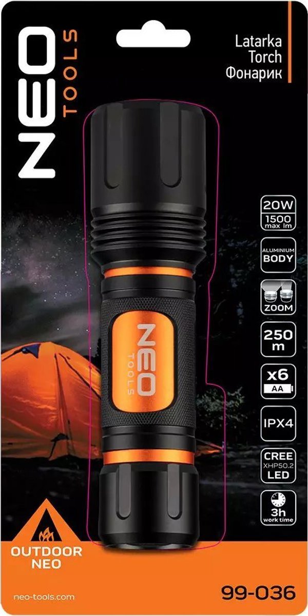 Neo Φακός Μπαταρίας 99-036 1500lm, CREE XHP50.2 LED, Εμβέλεια 250m, 6xAA