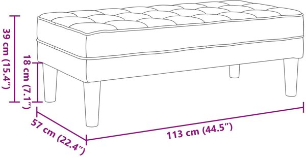 vidaXL Πάγκος Σύννεφο Γκρι 113x57x39 cm με Υφασμάτινη Επένδυση