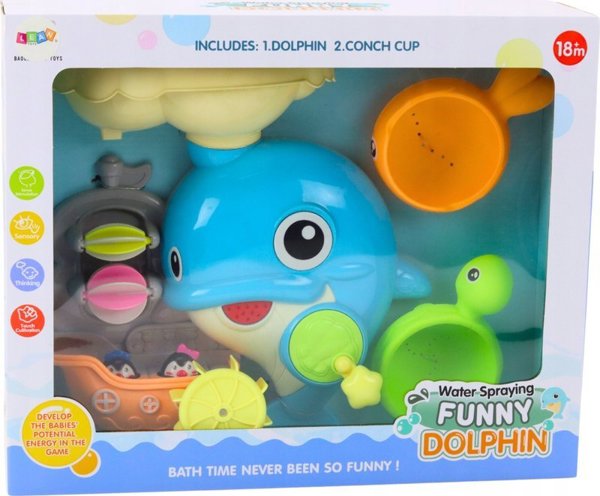 LeanToys Blue Dolphin Σετ Παιχνίδι Μπάνιου με Νερό, Πλαστικό, 3+ Ετών