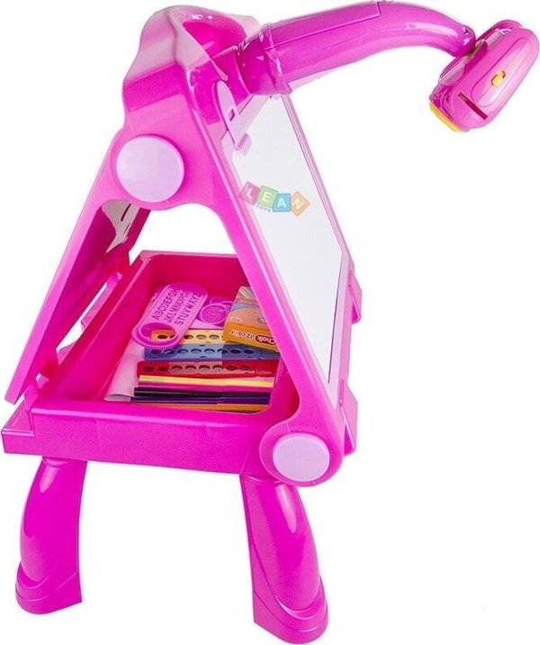 LeanToys Παιδικός Πίνακας Ζωγραφικής με Προβολέα, Κιμωλίες και Στυλό, 49 εκ.