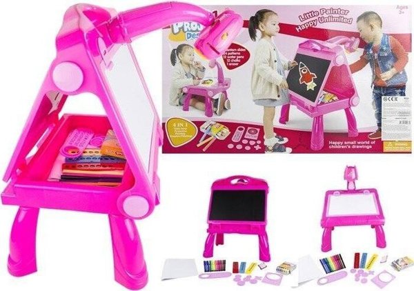 LeanToys Παιδικός Πίνακας Ζωγραφικής με Προβολέα, Κιμωλίες και Στυλό, 49 εκ.