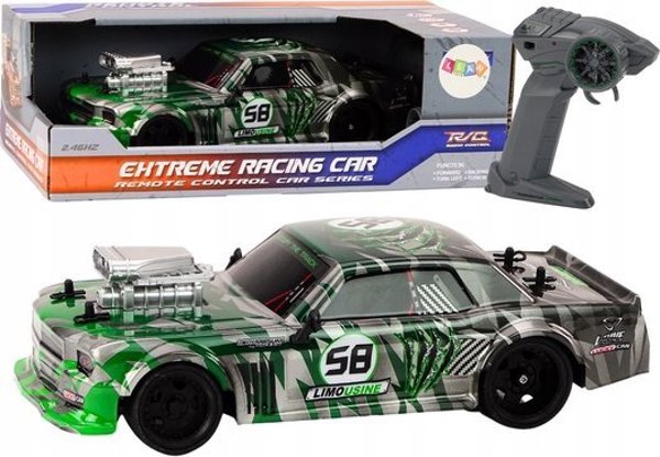 LeanToys Τηλεκατευθυνόμενο Αυτοκίνητο RC 1:16, Drift με Λαστιχένιους Τροχούς, Πράσινο, για Παιδιά από 3 Ετών