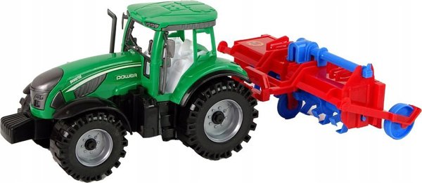 LeanToys Τρακτέρ με Άροτρο, Πλαστικό, Κλίμακα 1:18, Κόκκινο