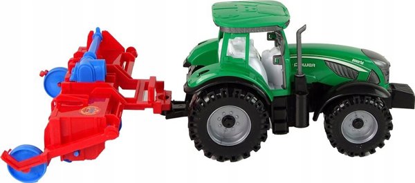 LeanToys Τρακτέρ με Άροτρο, Πλαστικό, Κλίμακα 1:18, Κόκκινο