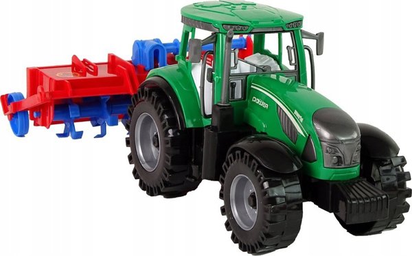 LeanToys Τρακτέρ με Άροτρο, Πλαστικό, Κλίμακα 1:18, Κόκκινο