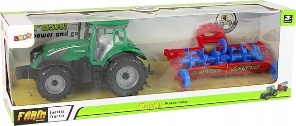LeanToys Τρακτέρ με Άροτρο, Πλαστικό, Κλίμακα 1:18, Κόκκινο
