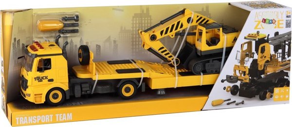LeanToys Φορτηγό Μεταφοράς και Ερπυστριοφόρος Εκσκαφέας DIY Συναρμολόγησης με Ήχο και Φώτα, Κίτρινο