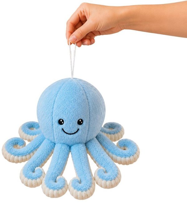 LeanToys Pluszowa Ośmiornica Maskotka Przytulanka Sprężyste Macki Niebieska 30 cm EDUKAMP (31834)