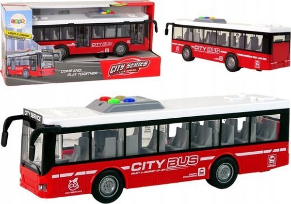 LeanToys Λεωφορείο Μπαταρίας με Φώτα και Ήχους, Κόκκινο 1:16