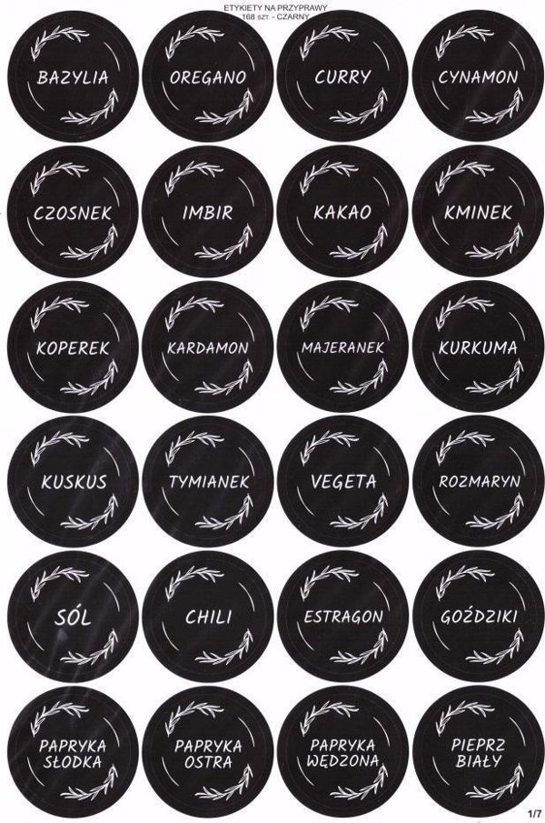 LearnHow Etykiety na przyprawy czarne 40mm 168szt