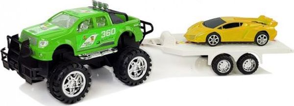 Lean Sport Σετ Οχημάτων, Off-Road Όχημα με Τρέιλερ και Σπορ Αυτοκίνητο, Κίτρινο/Πράσινο, με Κίνηση Τριβής