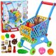 LeanToys Καροτσάκι Σούπερ Μάρκετ για Παιδιά με 46 Αξεσουάρ, Μπλε, 52 cm