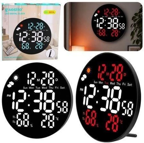 Ψηφιακό Επιτοίχιο Ρολόι LeanToys LED με Ένδειξη Ημερομηνίας και Θερμοκρασίας