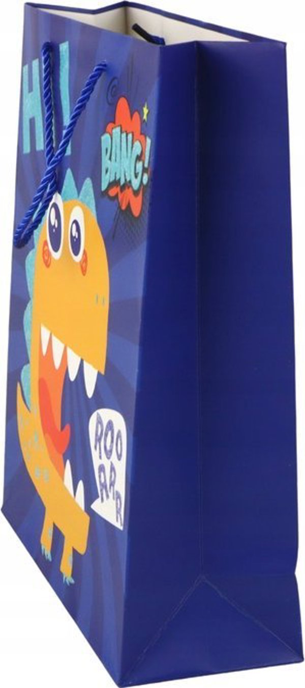 LeanToys Χάρτινη Τσάντα Δώρου Μπλε Δεινόσαυρος, 41,5cm x 30cm x 12cm