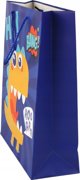 LeanToys Χάρτινη Τσάντα Δώρου Μπλε Δεινόσαυρος, 41,5cm x 30cm x 12cm