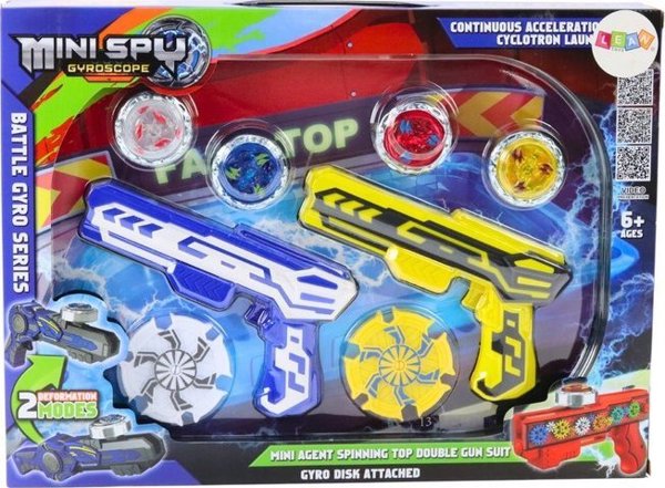 LeanToys Σετ Πιστόλι Εκτοξευτής με 4 Μεταλλικούς Δίσκους, Φώτα, Μπλε/Κίτρινο