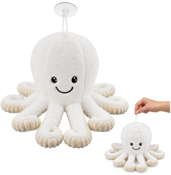 LeanToys Pluszowa Ośmiornica Maskotka Przytulanka Z Przyssawką Biała 16 cm EDUKAMP (31831)