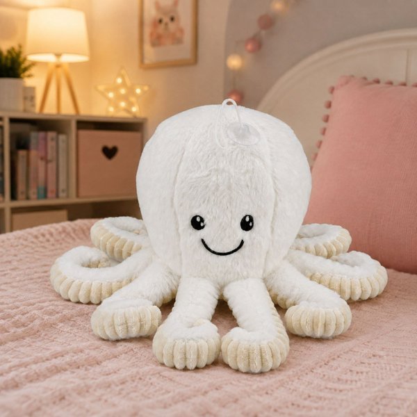 LeanToys Pluszowa Ośmiornica Maskotka Przytulanka Z Przyssawką Biała 16 cm EDUKAMP (31831)
