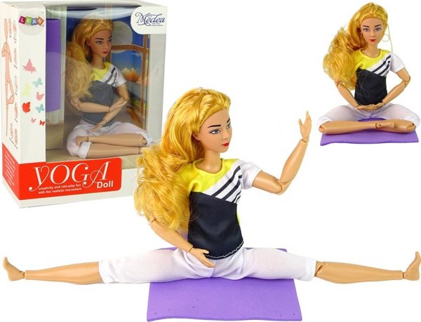 Κούκλα LeanToys Με Μακριά Ξανθά Μαλλιά Και Χαλάκι Γιόγκα Για Παιδιά