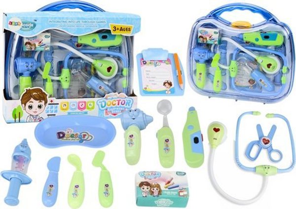 LeanToys Σετ Ιατρικού Εξοπλισμού Μικρού Γιατρού με Φώτα & Ήχους σε Μπλε Βαλιτσάκι