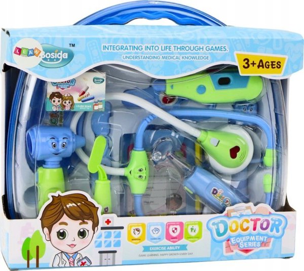 LeanToys Σετ Ιατρικού Εξοπλισμού Μικρού Γιατρού με Φώτα & Ήχους σε Μπλε Βαλιτσάκι