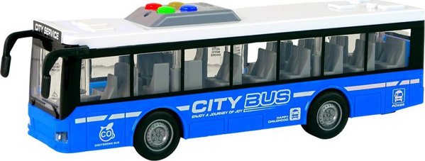 LeanToys Λεωφορείο Μπαταρίας με Φώτα και Ήχους, Κίνηση Τριβής, Μπλε 1:16