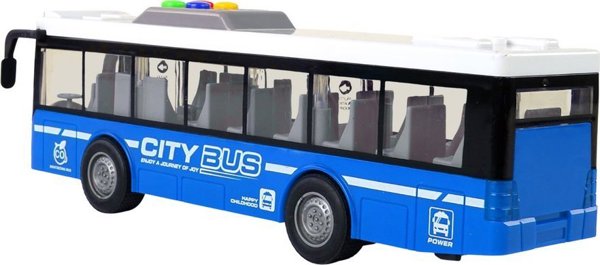 LeanToys Λεωφορείο Μπαταρίας με Φώτα και Ήχους, Κίνηση Τριβής, Μπλε 1:16
