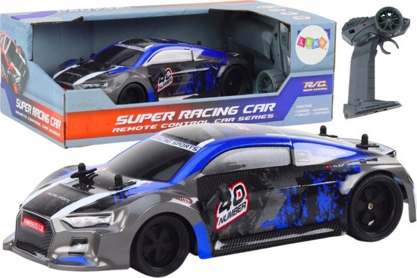 LeanToys Τηλεκατευθυνόμενο Αυτοκίνητο RC 1:18 με Λαστιχένιους Τροχούς Drift - Μπλε