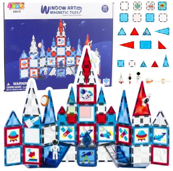 LeanToys Klocki Konstrukcyjne Magnetyczne Okienka Kosmiczne 90 el.