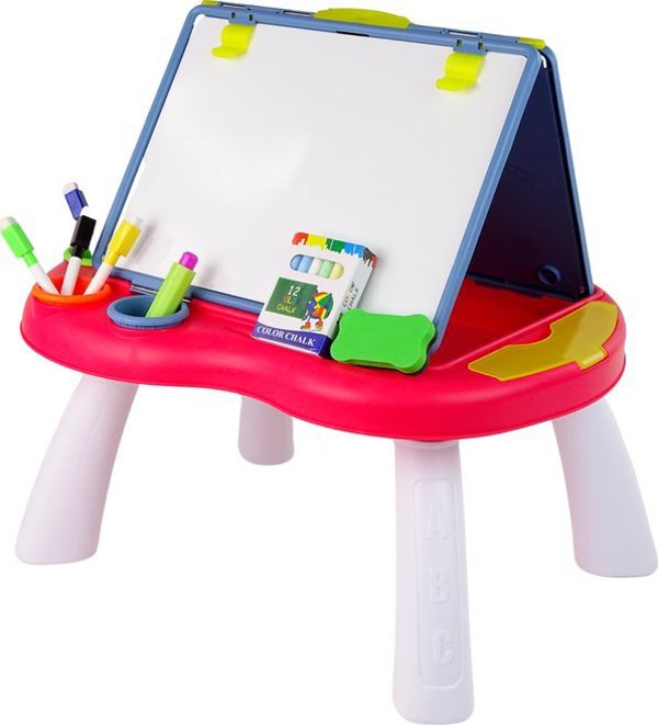 LeanToys Πίνακας 2 σε 1 με Τραπέζι, Μαυροπίνακα, Μαρκαδόρους και Επιτραπέζιο Παιχνίδι Φιδάκι