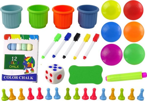 LeanToys Πίνακας 2 σε 1 με Τραπέζι, Μαυροπίνακα, Μαρκαδόρους και Επιτραπέζιο Παιχνίδι Φιδάκι