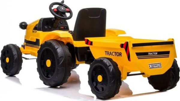 Lean Cars Τρακτέρ με Μπαταρία CH9959 με Ρυμουλκούμενο, Κίτρινο