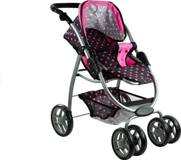 Lean Sport Καρότσι για Κούκλες Alice 2 σε 1, Βαθύ Καροτσάκι Gondola, Μαύρο