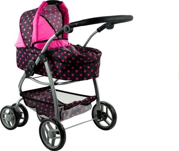 Lean Sport Καρότσι για Κούκλες Alice 2 σε 1, Βαθύ Καροτσάκι Gondola, Μαύρο