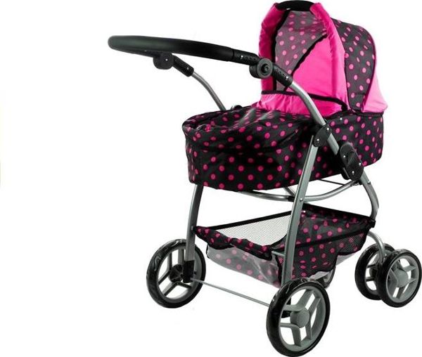 Lean Sport Καρότσι για Κούκλες Alice 2 σε 1, Βαθύ Καροτσάκι Gondola, Μαύρο