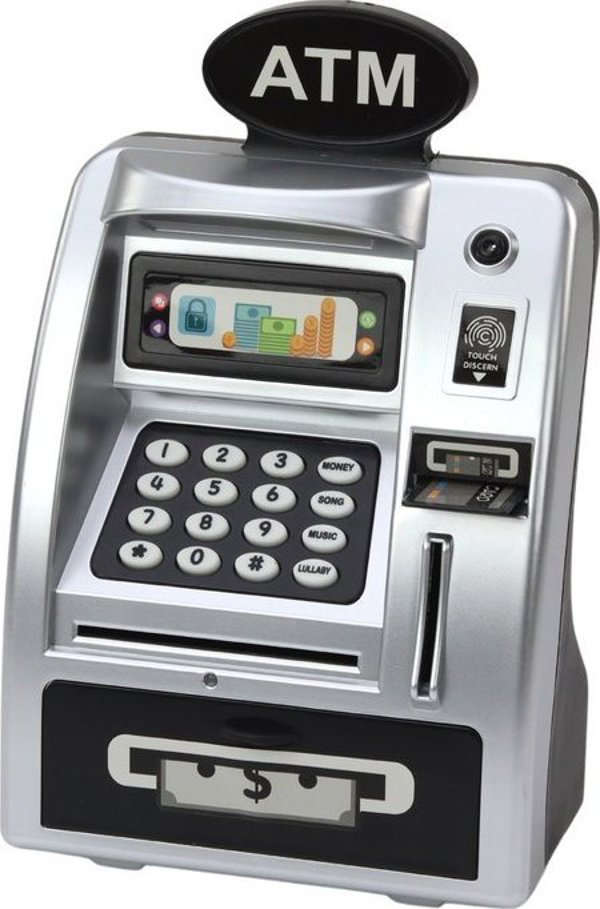 LeanToys ATM Κουμπαράς για Παιδιά, Ηλεκτρονικός Κουμπαράς με Κωδικό, Ασημί/Μαύρο, 13675958