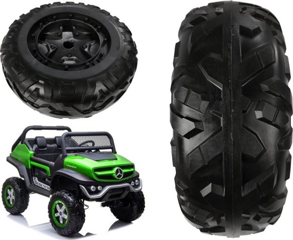 Lean Cars Ρόδα για Παιδικό Αυτοκίνητο Mercedes Unimog, Ανταλλακτικό Μαύρο, 36x13 cm