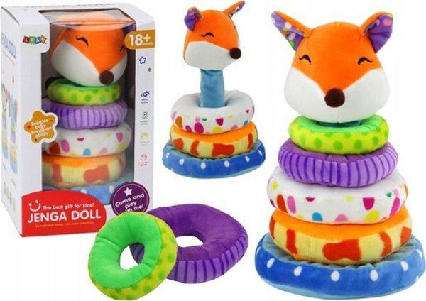 LeanToys Λούτρινο Παιχνίδι Pyramid Fox, Εκπαιδευτική Πολύχρωμη Μασκότ, 27 εκ.