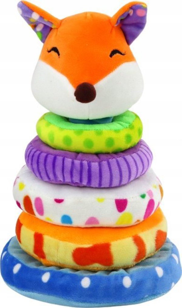 LeanToys Λούτρινο Παιχνίδι Pyramid Fox, Εκπαιδευτική Πολύχρωμη Μασκότ, 27 εκ.