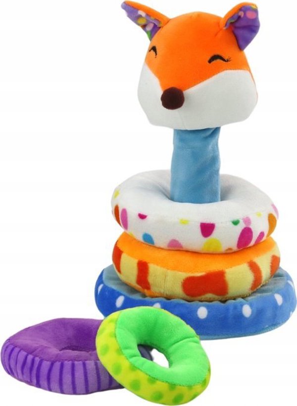 LeanToys Λούτρινο Παιχνίδι Pyramid Fox, Εκπαιδευτική Πολύχρωμη Μασκότ, 27 εκ.